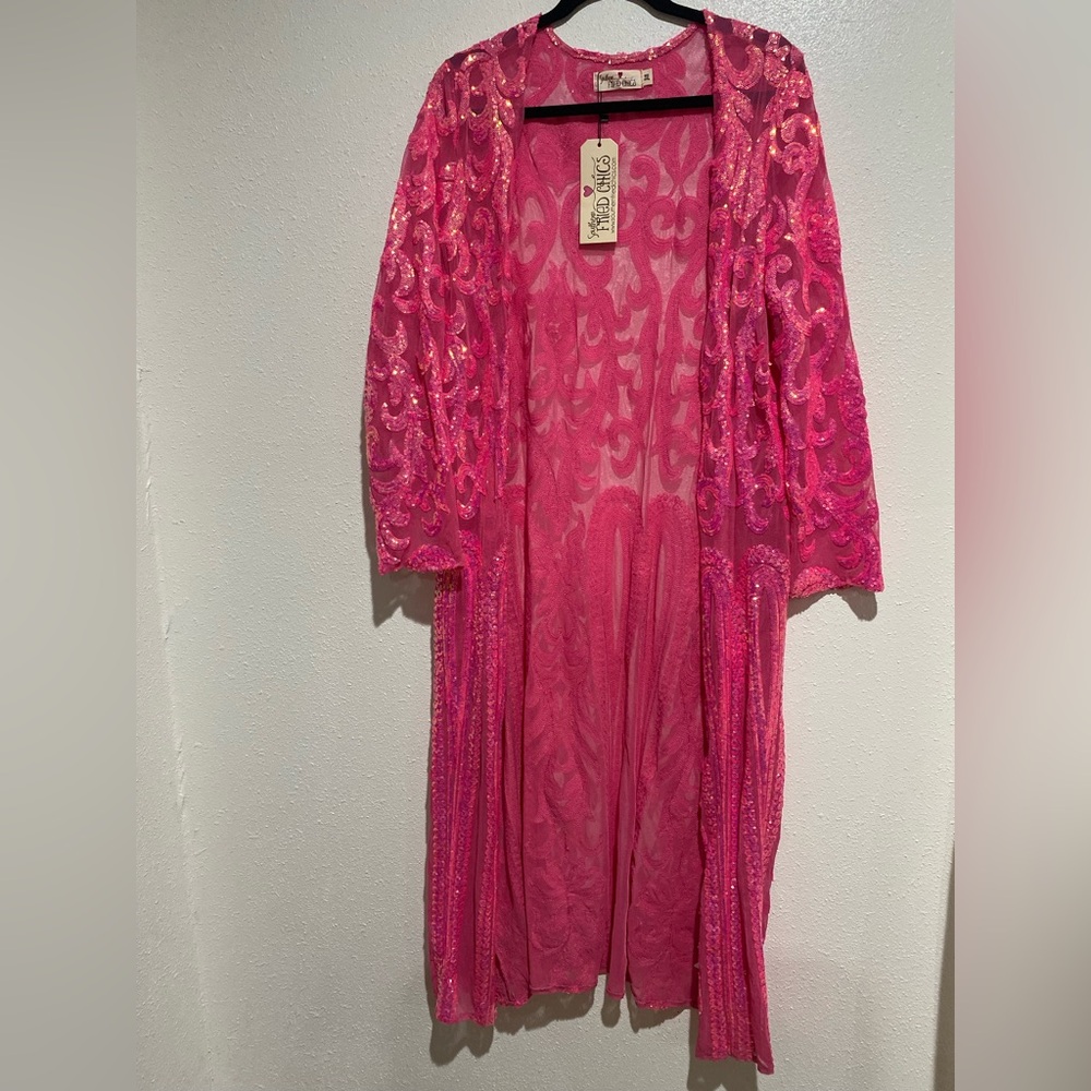 Southern Fried Chics Hot Pink Sequin Duster - Picture 4 of 10